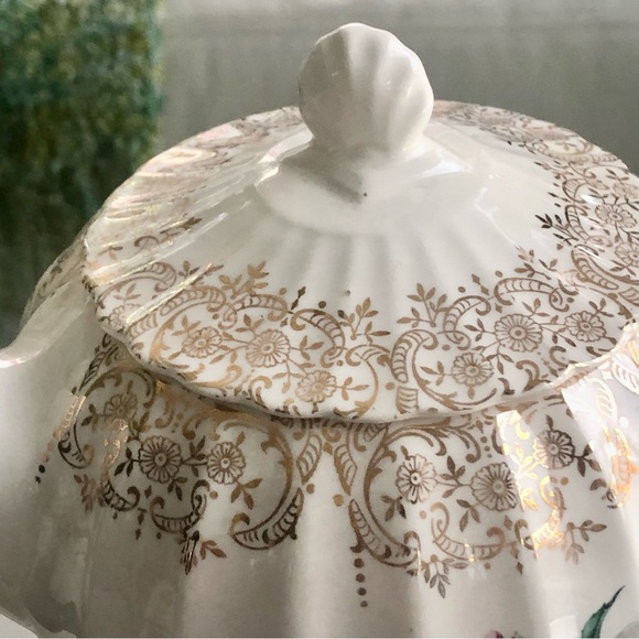 Vintage Shabby Chic Teapot Large Pink Rose Gold Filigree - Picture 3 of 7